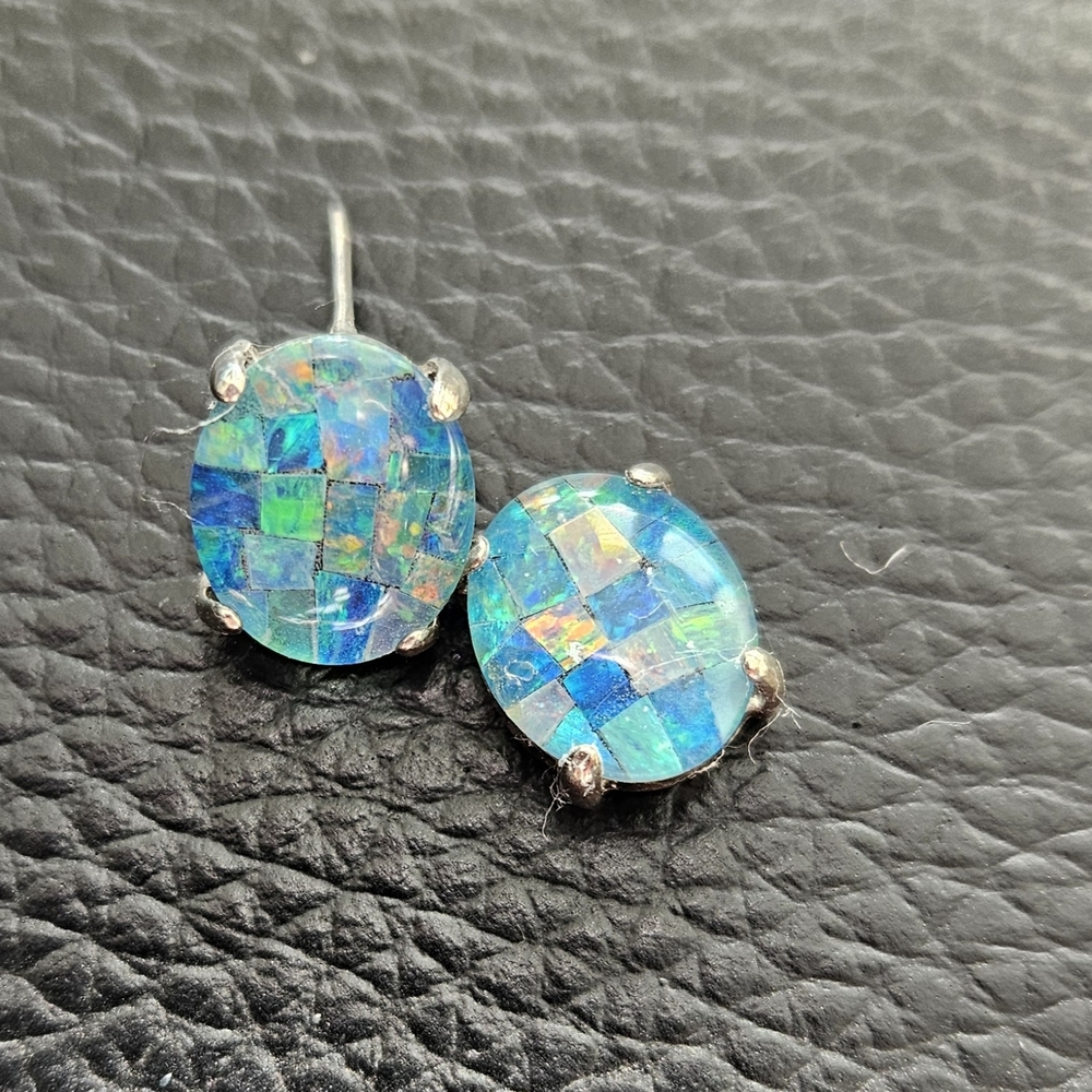 Fire Australian Fire Opal Mosaic Earrings
